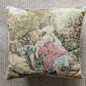 Vintage French Country Tapestry Medieval Victorian Throw Cushion Accent Pillow